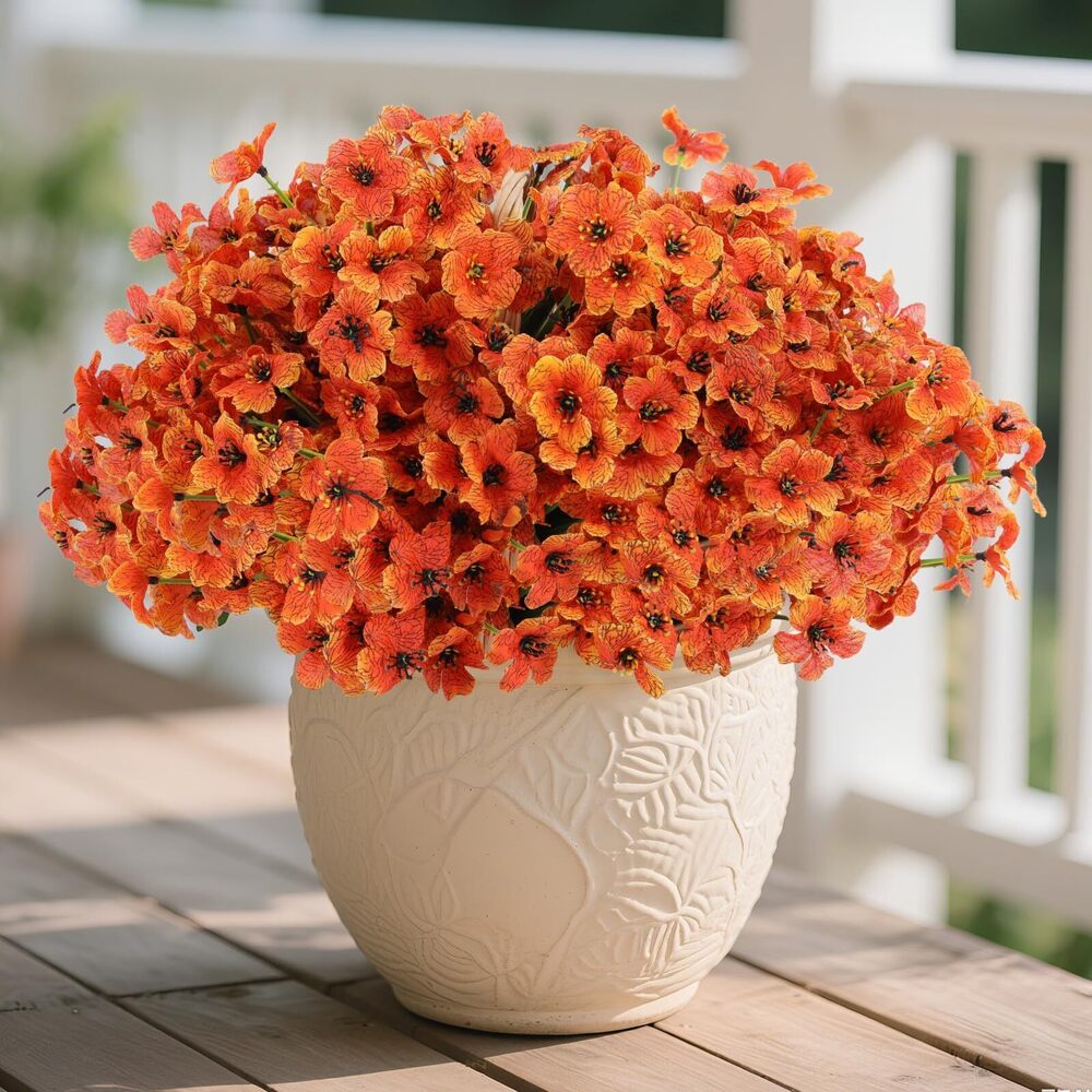 5043 22 Bunch Outdoor Artificial Flowers with Plastic Plants Violets Faux